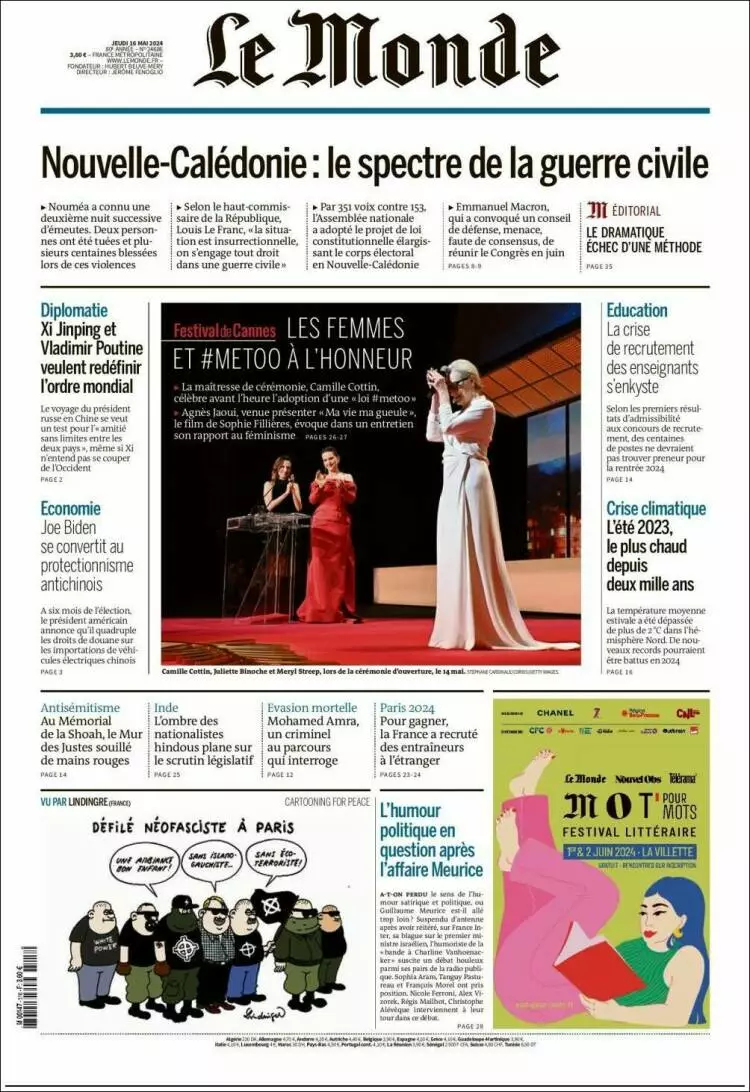 Prima-pagina-le monde-edizione-di-oggi-16-05-2024